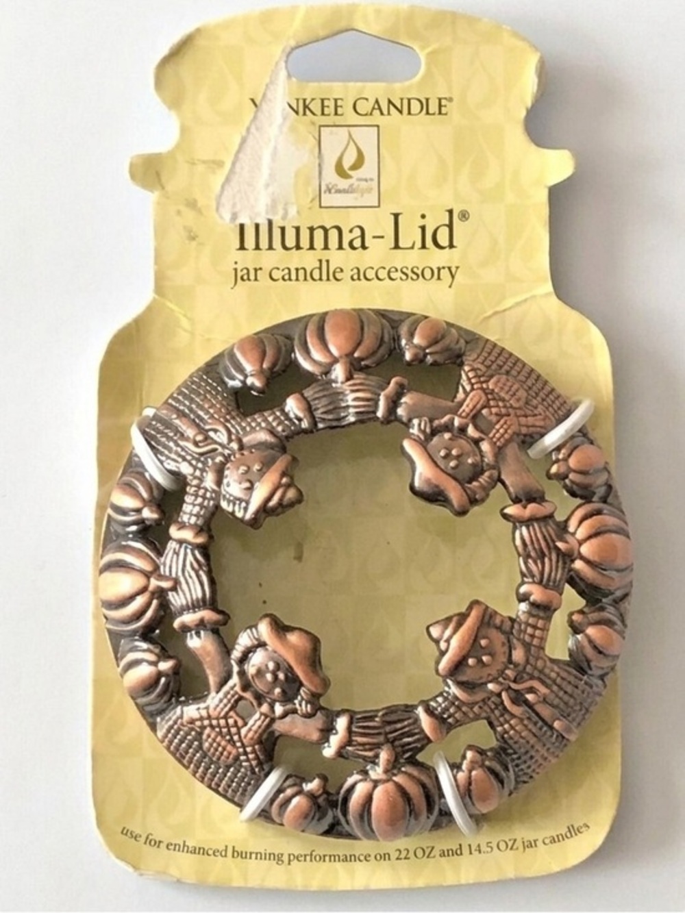 Yankee Candle Illuma Lid Jar Candle Fall
Bronze Topper Scarecrow Pumpkins RARE
